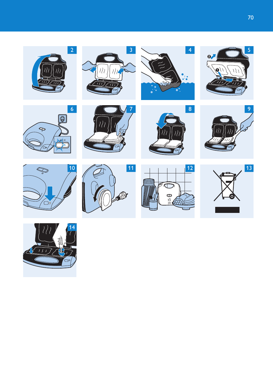 Philips sandwich maker HD2415 User Manual | Page 70 / 72