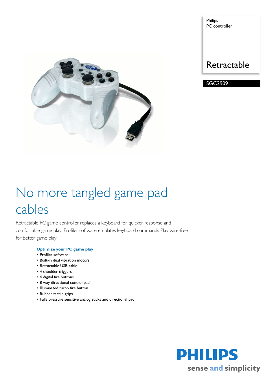 Philips RETRACTABLE SGC2909 User Manual | 2 pages