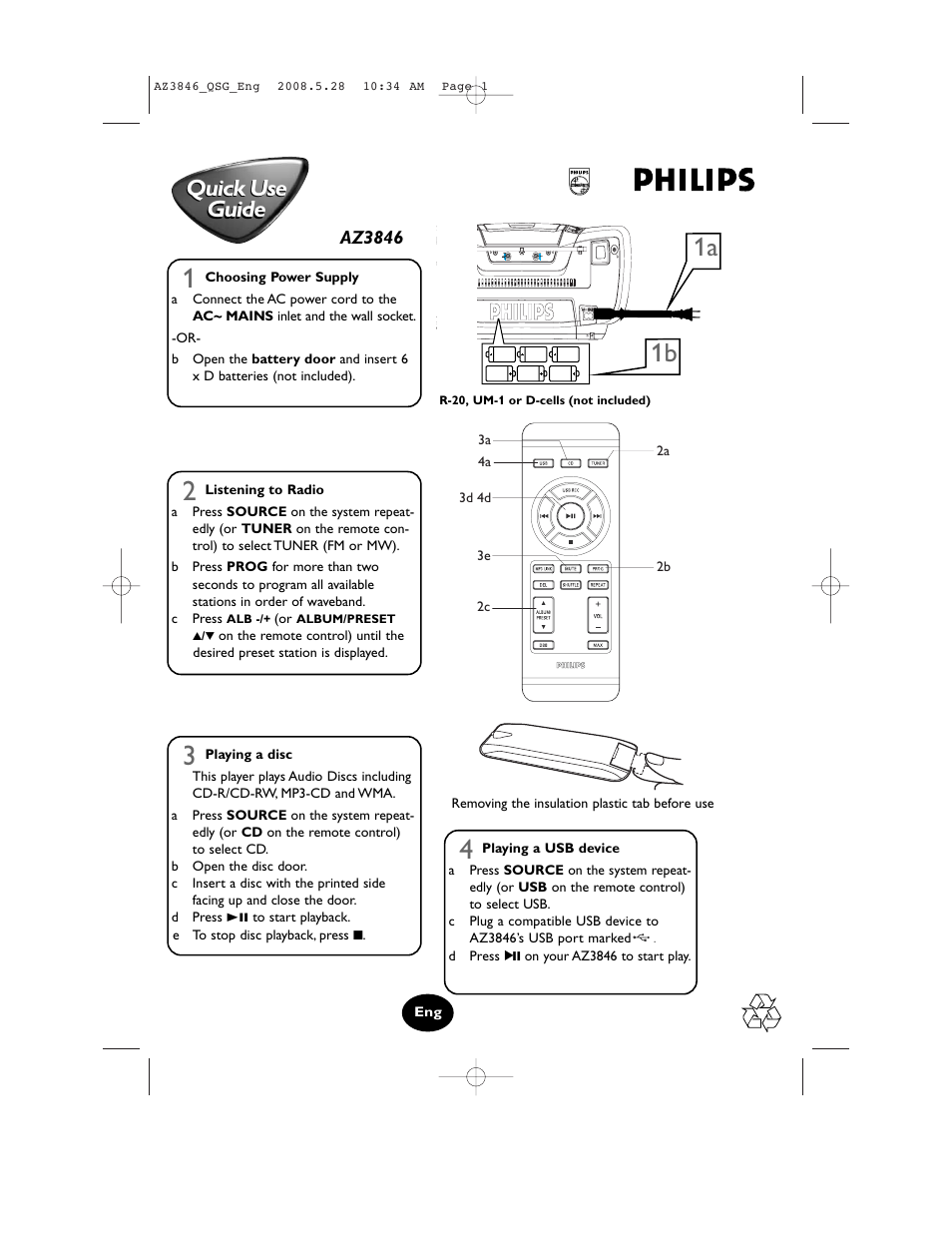 Philips AZ3846/55 User Manual | 1 page