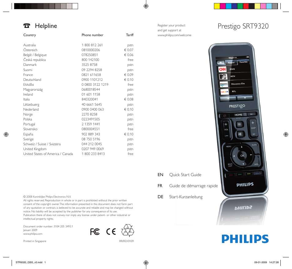 Philips SRT9320 User Manual | 2 pages