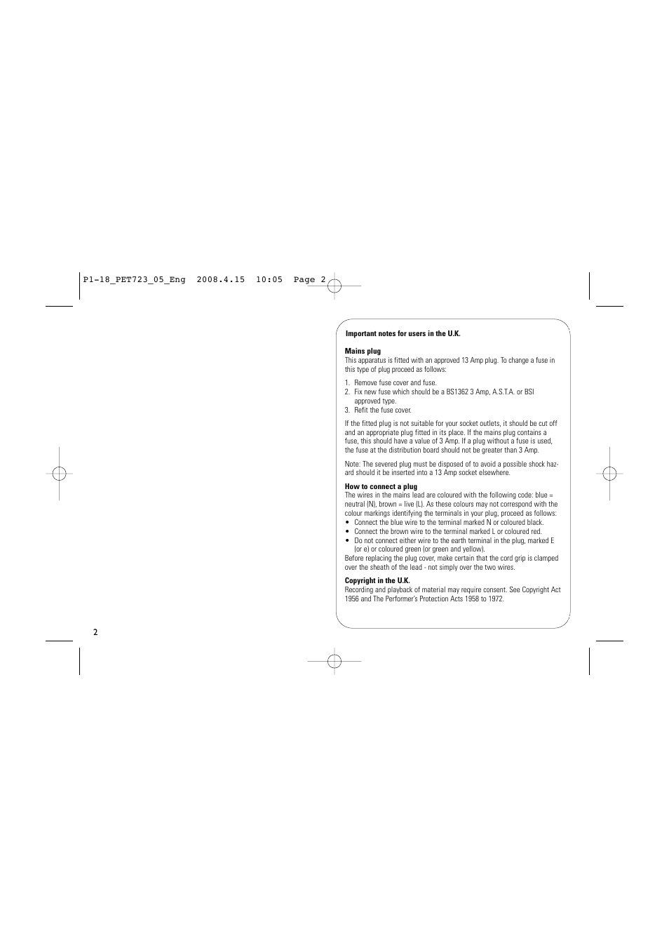 Philips PET723/05 User Manual | Page 2 / 18