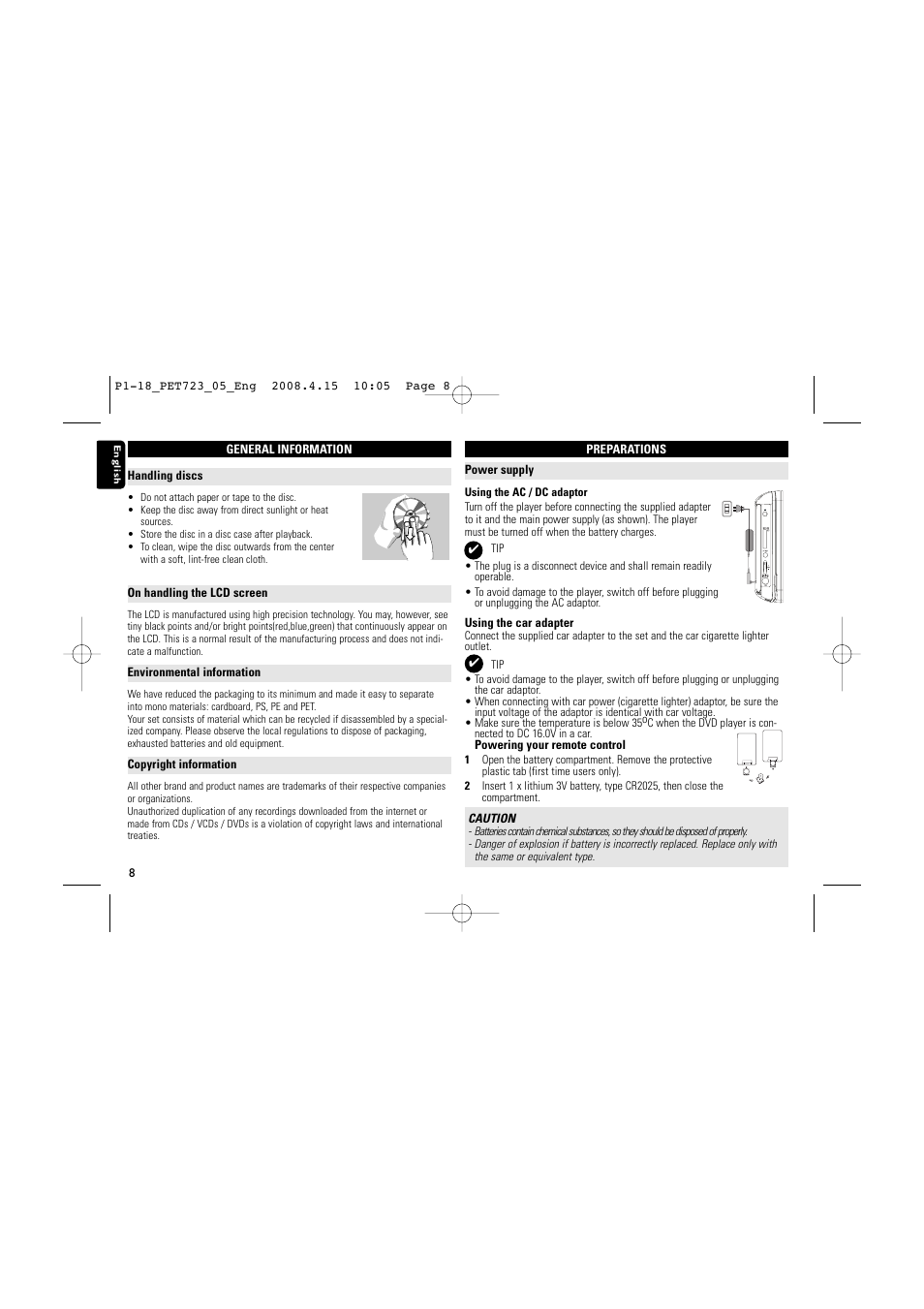 Philips PET723/05 User Manual | Page 8 / 18