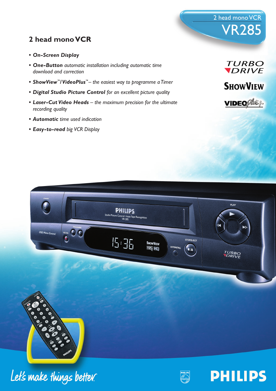 Philips ShowView VR285 User Manual | 2 pages