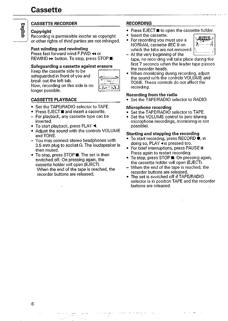 Cassette | Philips AQ 4150 User Manual | Page 6 / 10