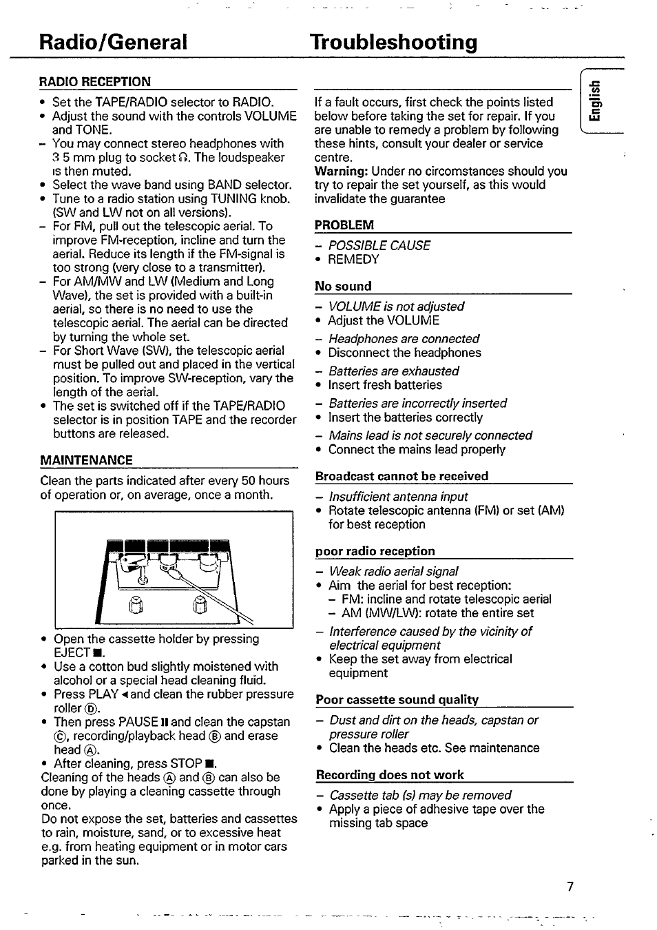 Radio/generai troubleshooting | Philips AQ 4150 User Manual | Page 7 / 10