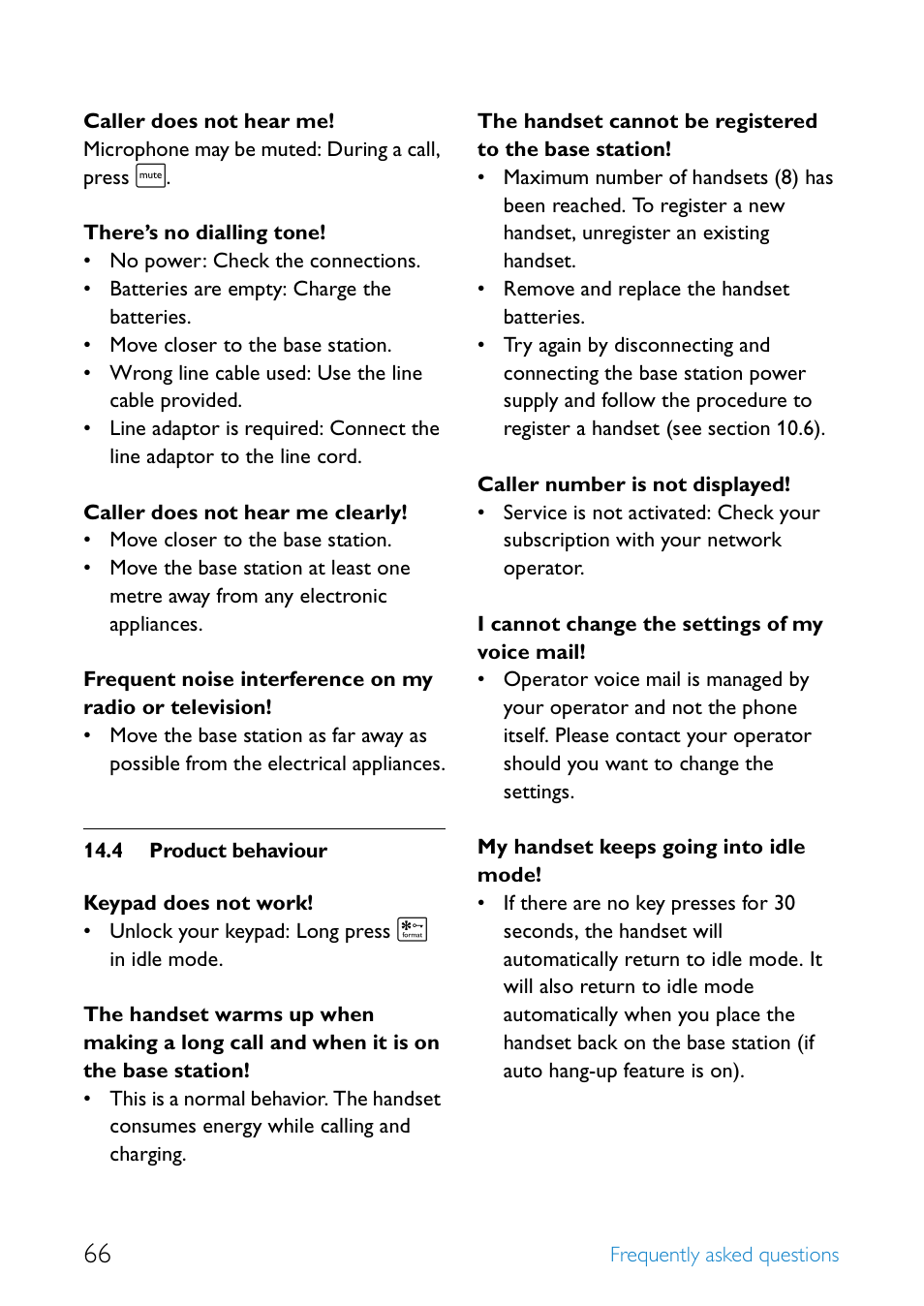 4 product behaviour, Product behaviour | Philips SE655 User Manual | Page 68 / 73