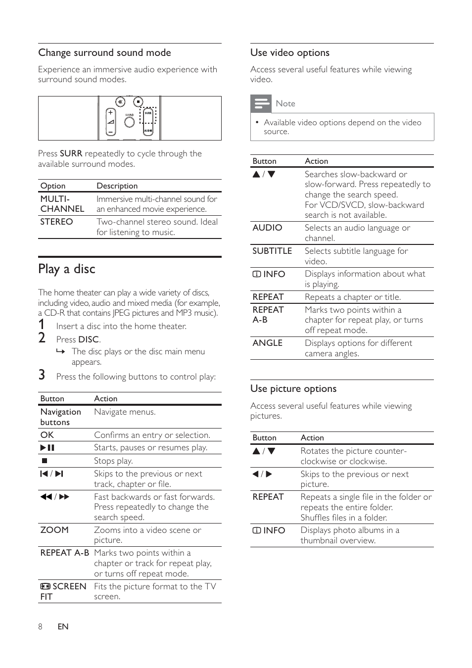 Play a disc | Philips HTS2500/98 User Manual | Page 10 / 18