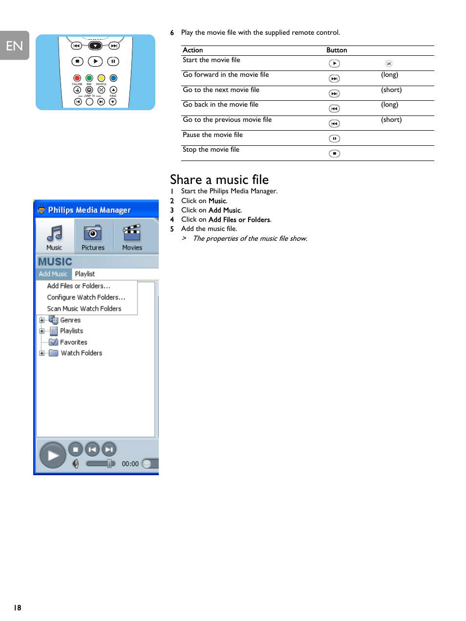 Share a music file | Philips SLM5500 User Manual | Page 18 / 40