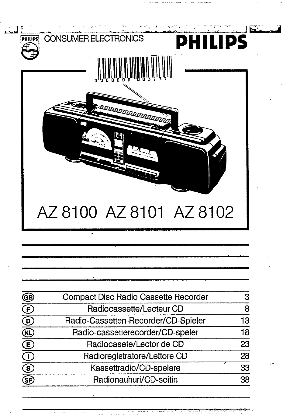 Philips AZ 8101 User Manual | 13 pages