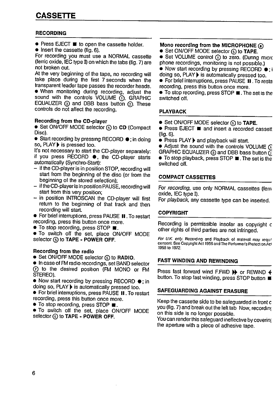 Cassette | Philips AZ 8101 User Manual | Page 8 / 13