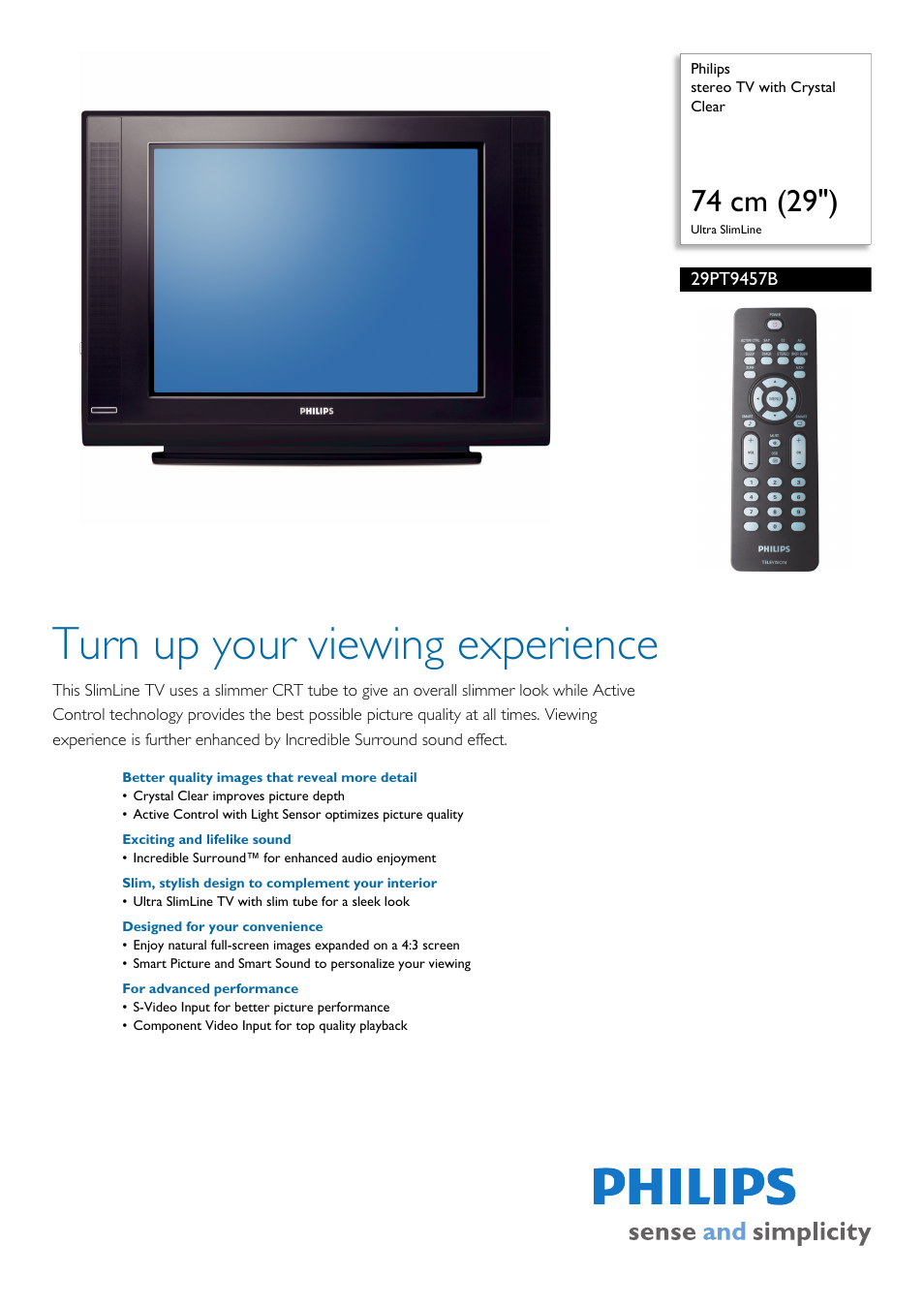 Philips 29PT9457B User Manual | 3 pages