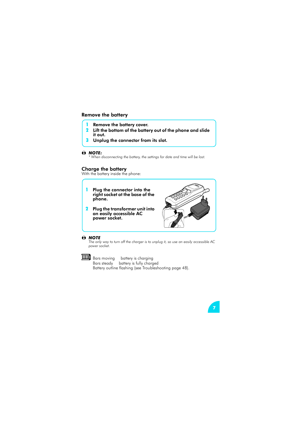 Remove the battery, Charge the battery | Philips az@lis 238 User Manual | Page 10 / 57