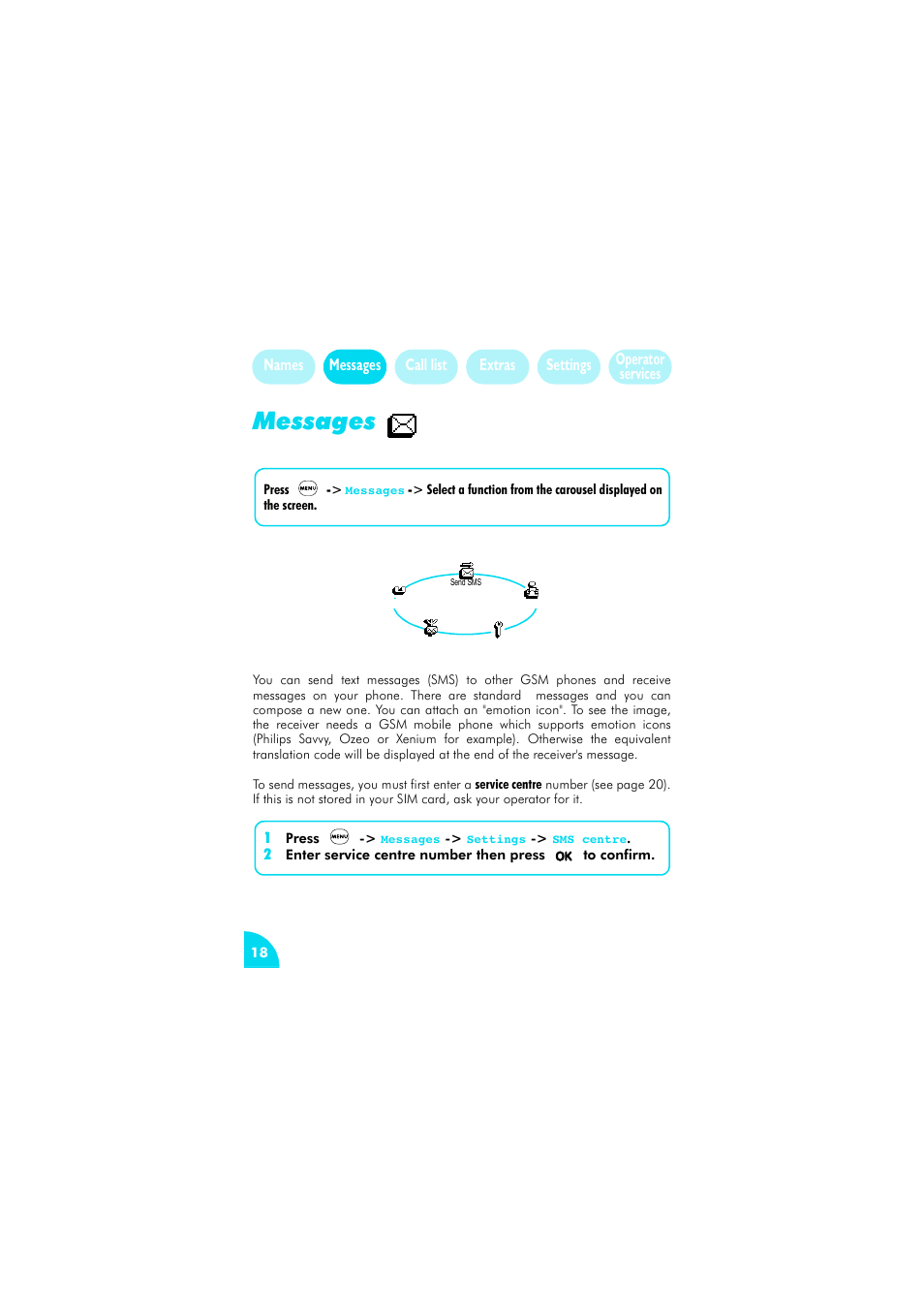 Messages | Philips az@lis 238 User Manual | Page 21 / 57