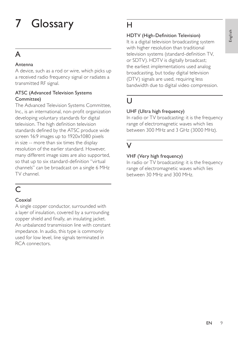 7 glossary | Philips SDV2125T/27 User Manual | Page 9 / 10