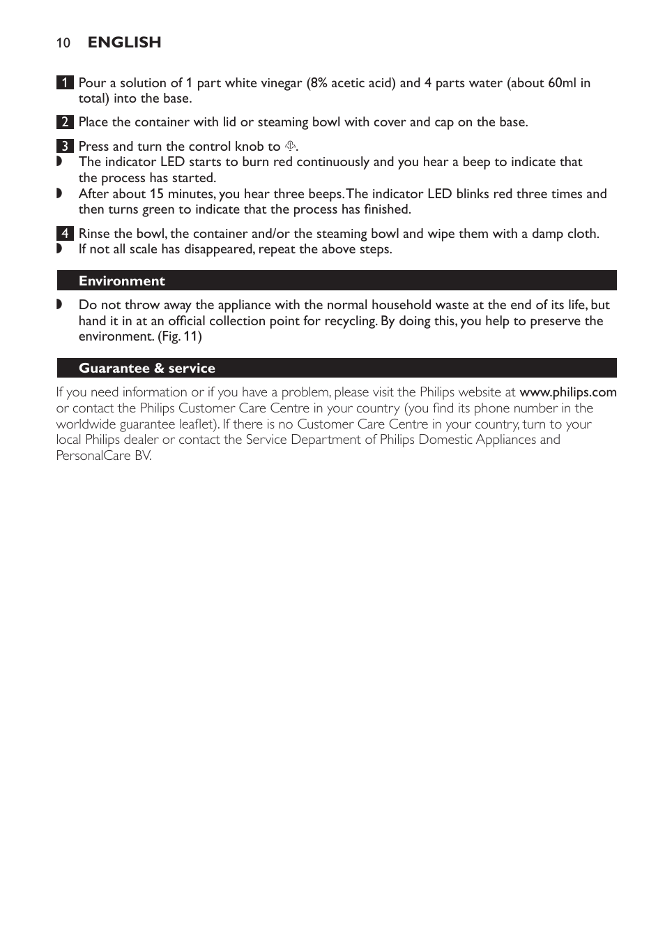 Environment, Guarantee & service, Frequently asked questions | Philips SCF280 User Manual | Page 10 / 108