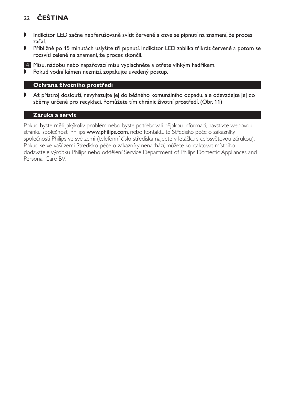 Ochrana životního prostředí, Záruka a servis, Nejčastější dotazy | Philips SCF280 User Manual | Page 22 / 108