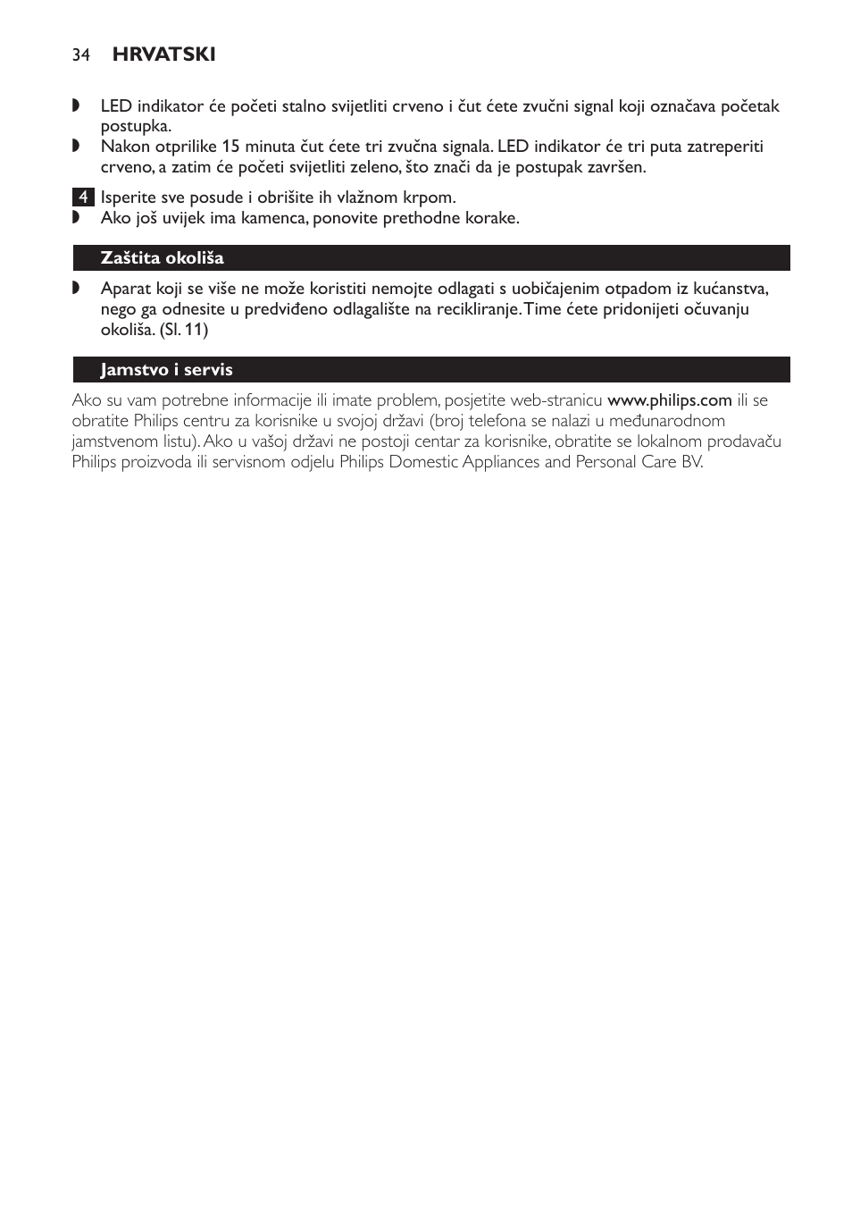 Zaštita okoliša, Jamstvo i servis, Često postavljana pitanja | Philips SCF280 User Manual | Page 34 / 108