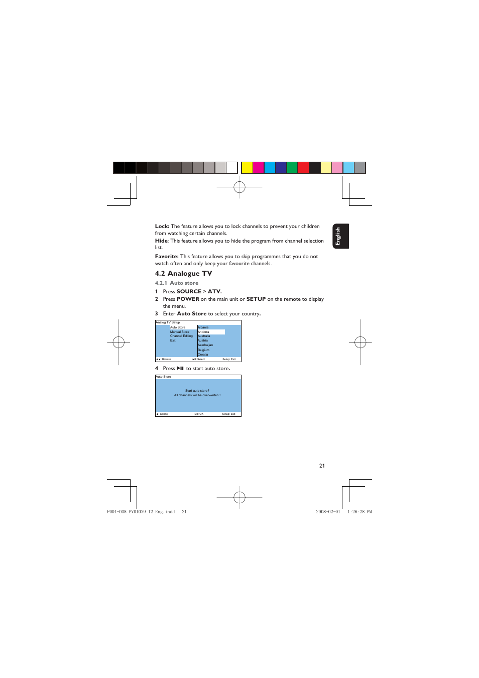 2 analogue tv | Philips PVD1079/12 User Manual | Page 21 / 39