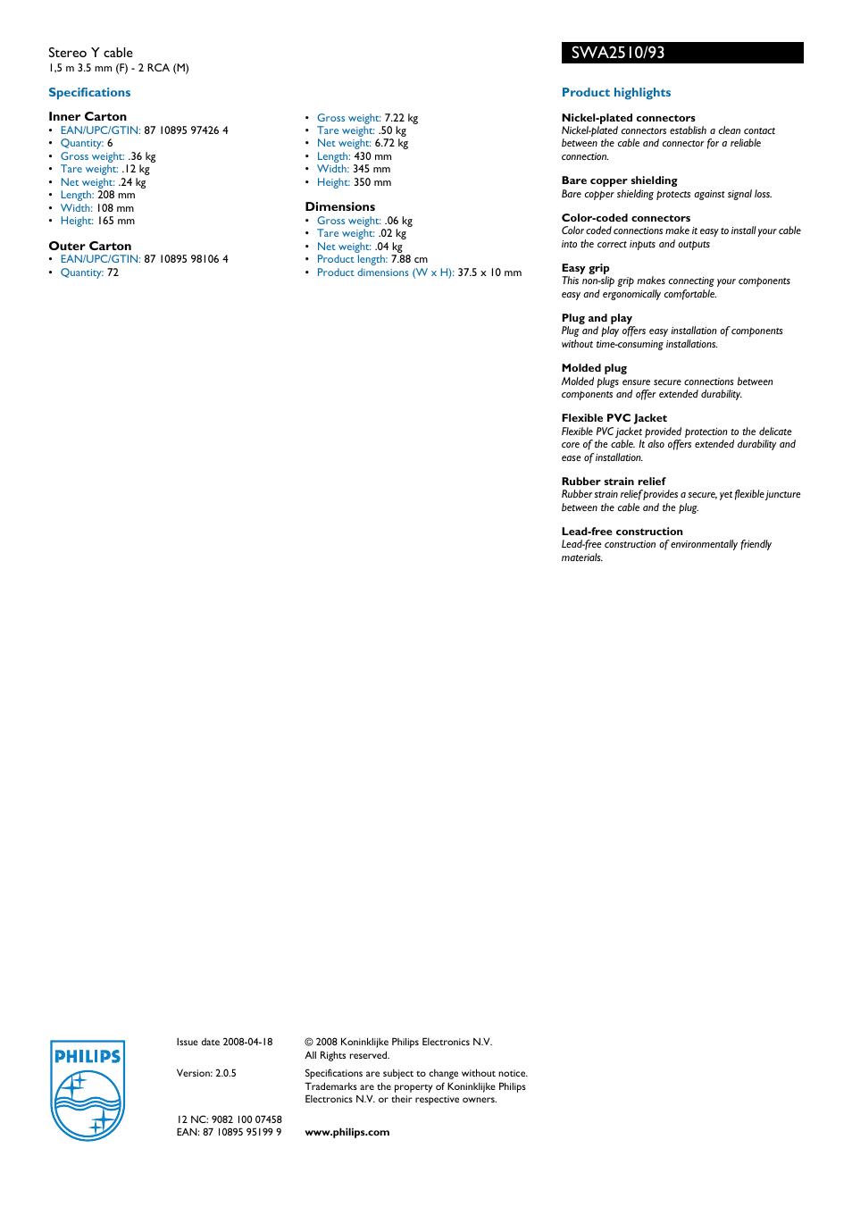 Philips SWA2510 User Manual | Page 2 / 2