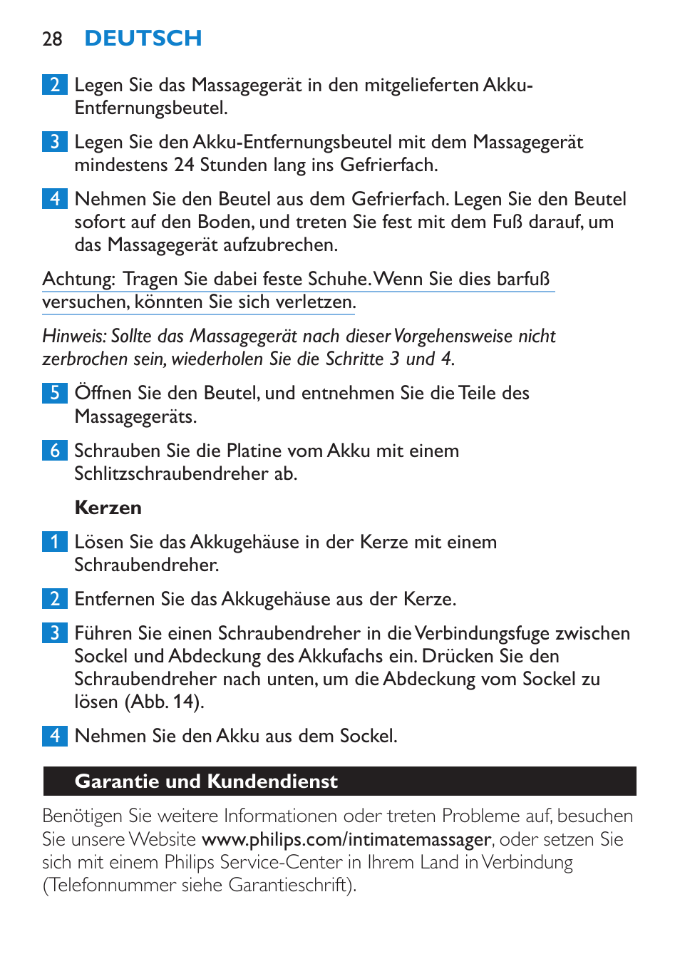 Kerzen, Garantie und kundendienst | Philips Candlelight Set HF8430 User Manual | Page 28 / 76