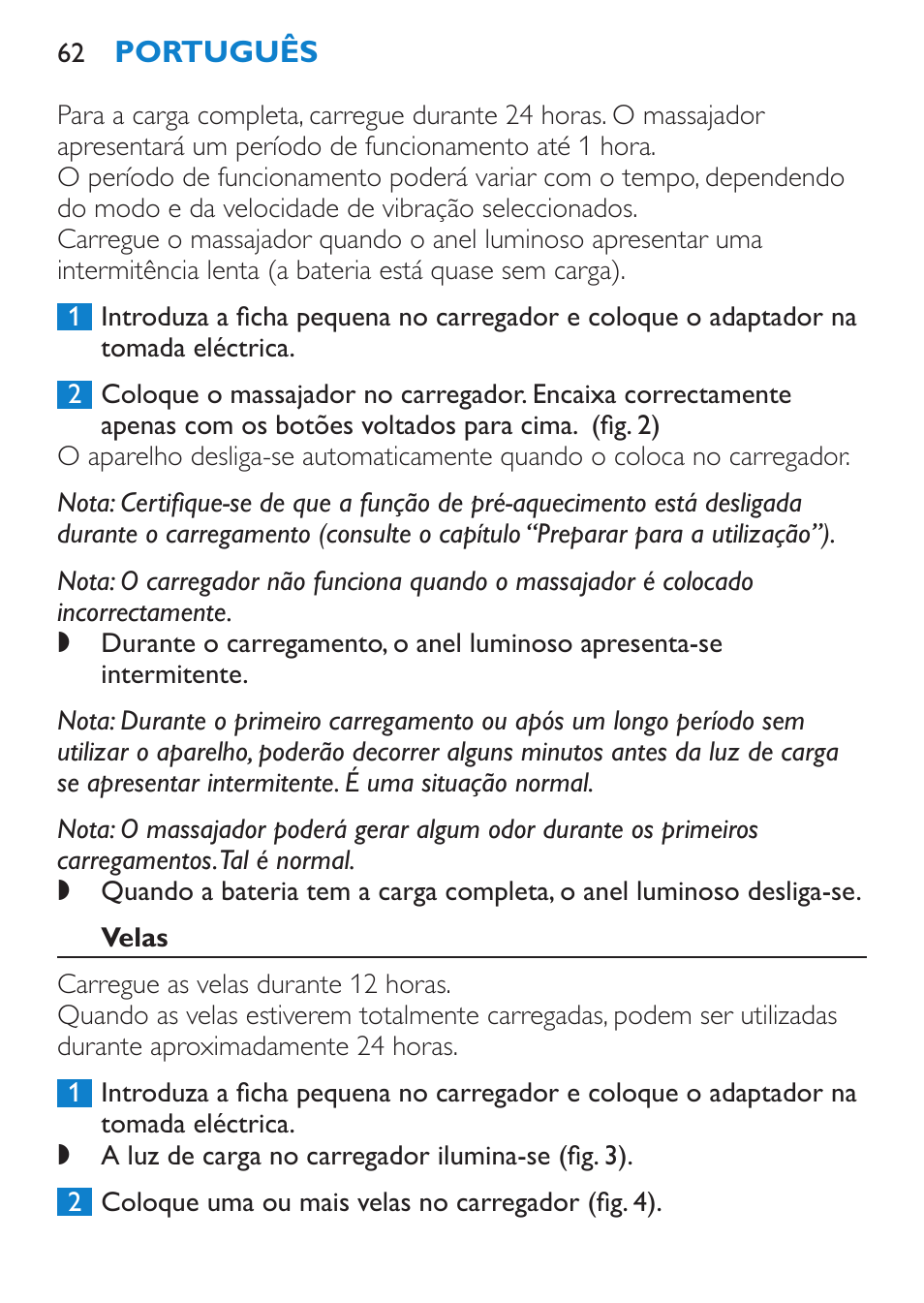 Velas | Philips Candlelight Set HF8430 User Manual | Page 62 / 76