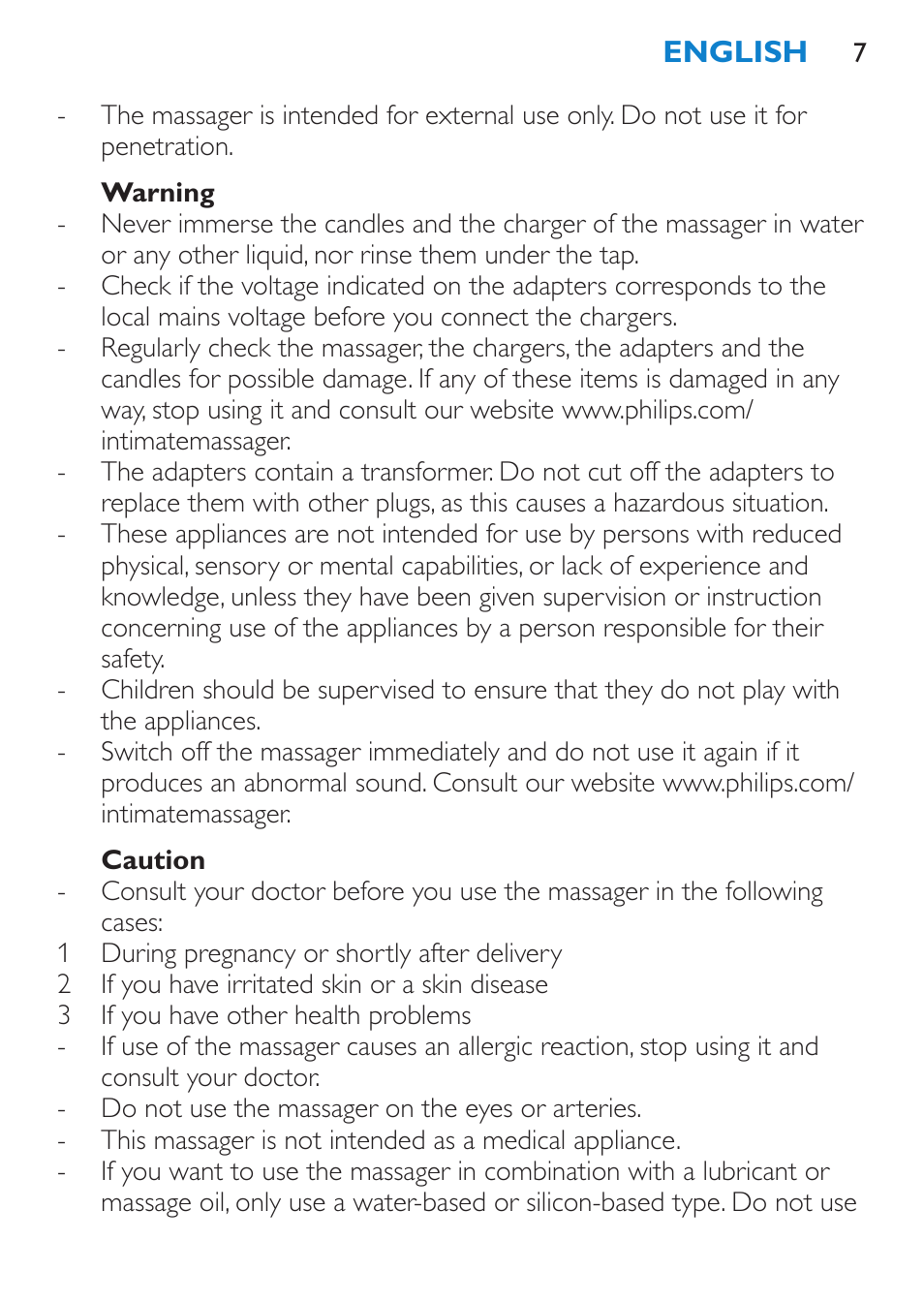 Warning, Caution | Philips Candlelight Set HF8430 User Manual | Page 7 / 76