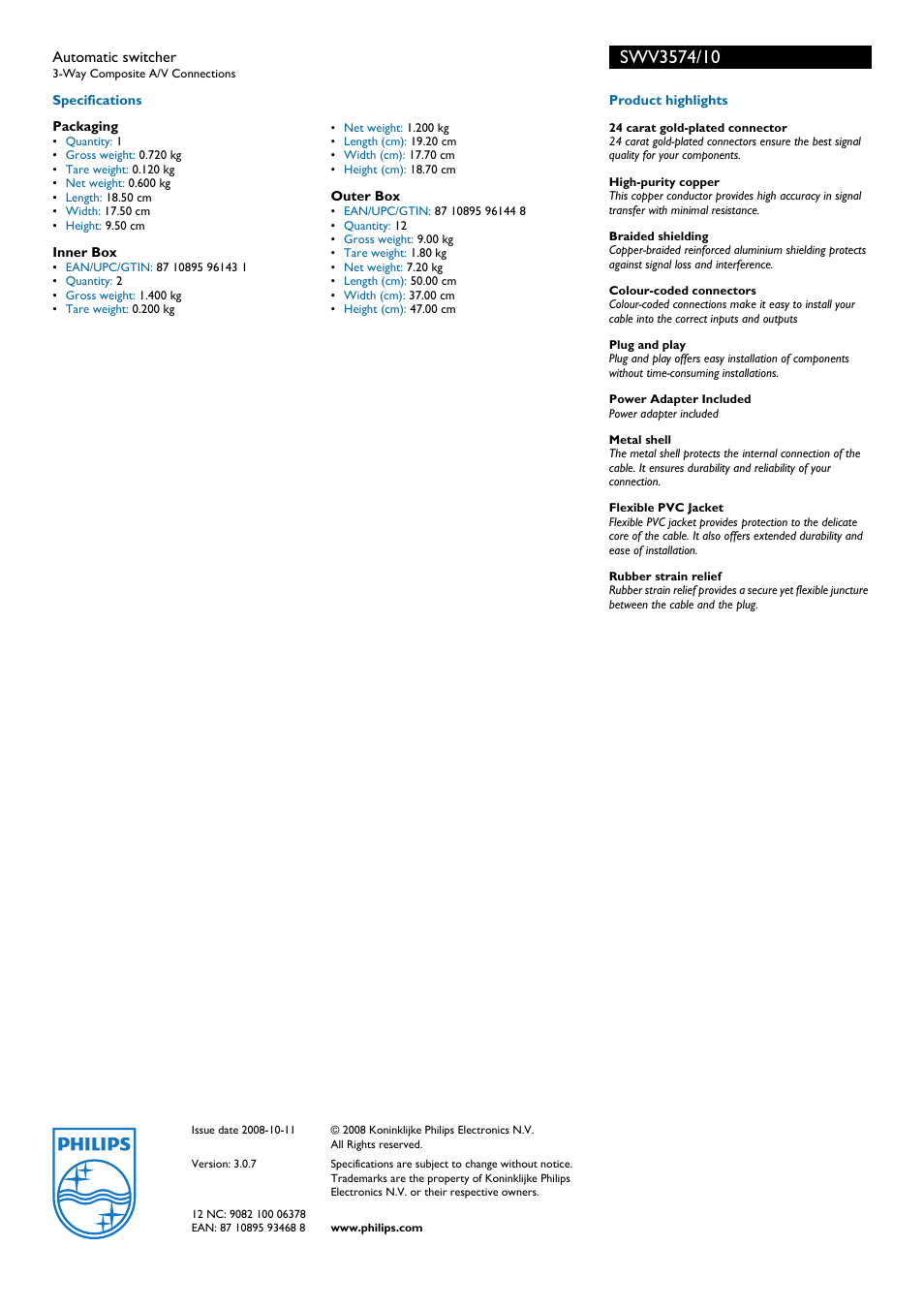 Philips SWV3574/10 User Manual | Page 2 / 2