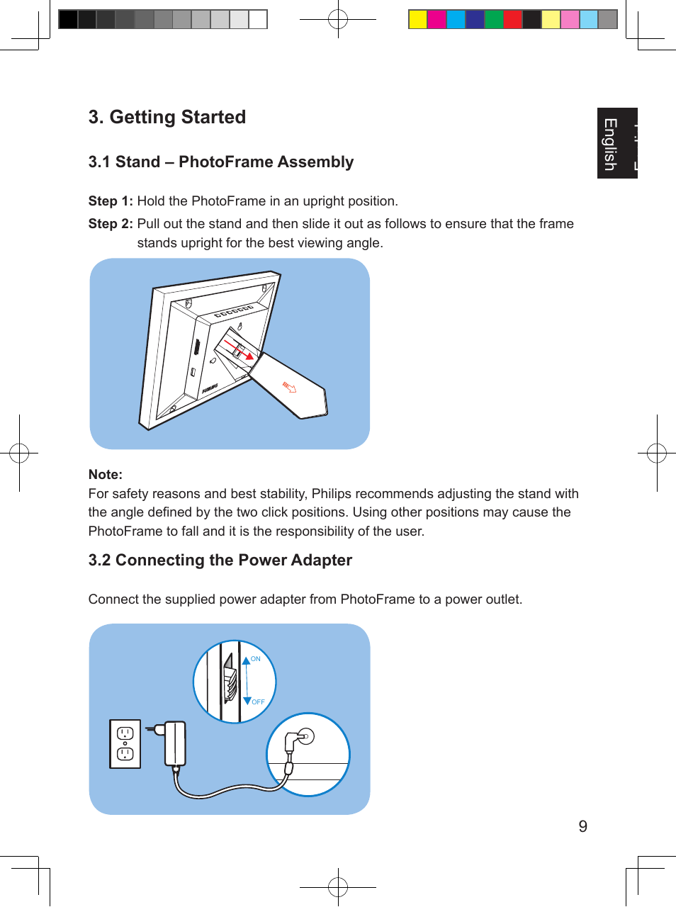Getting started | Philips SPF 3408T/G7 User Manual | Page 17 / 100