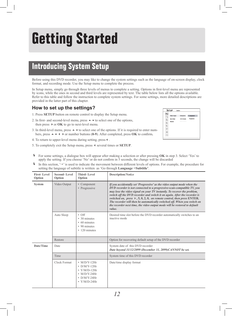 Getting started, Introducing system setup, How to set up the settings | Philips G-CODE 7819901511 User Manual | Page 13 / 48