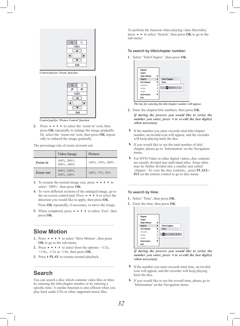 Slow motion, Search | Philips G-CODE 7819901511 User Manual | Page 33 / 48