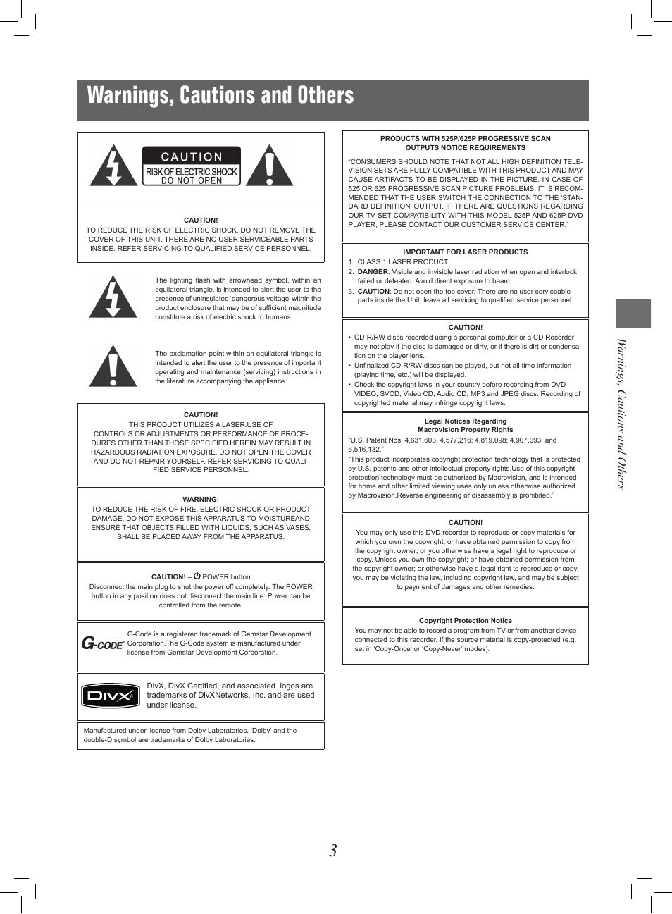 Warnings, cautions and others | Philips G-CODE 7819901511 User Manual | Page 4 / 48