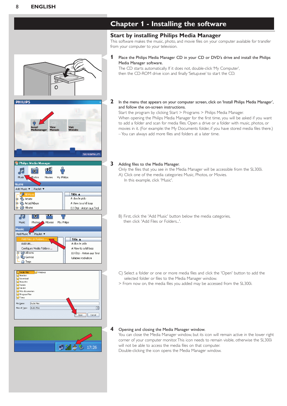 Chapter 1 - installing the software | Philips SL300I User Manual | Page 8 / 54