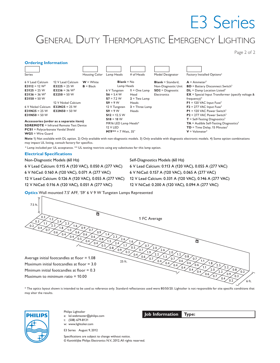 E3 series, Eneral, Hermoplastic | Mergency, Ighting | Philips Lightolier E3 Series User Manual | Page 2 / 2