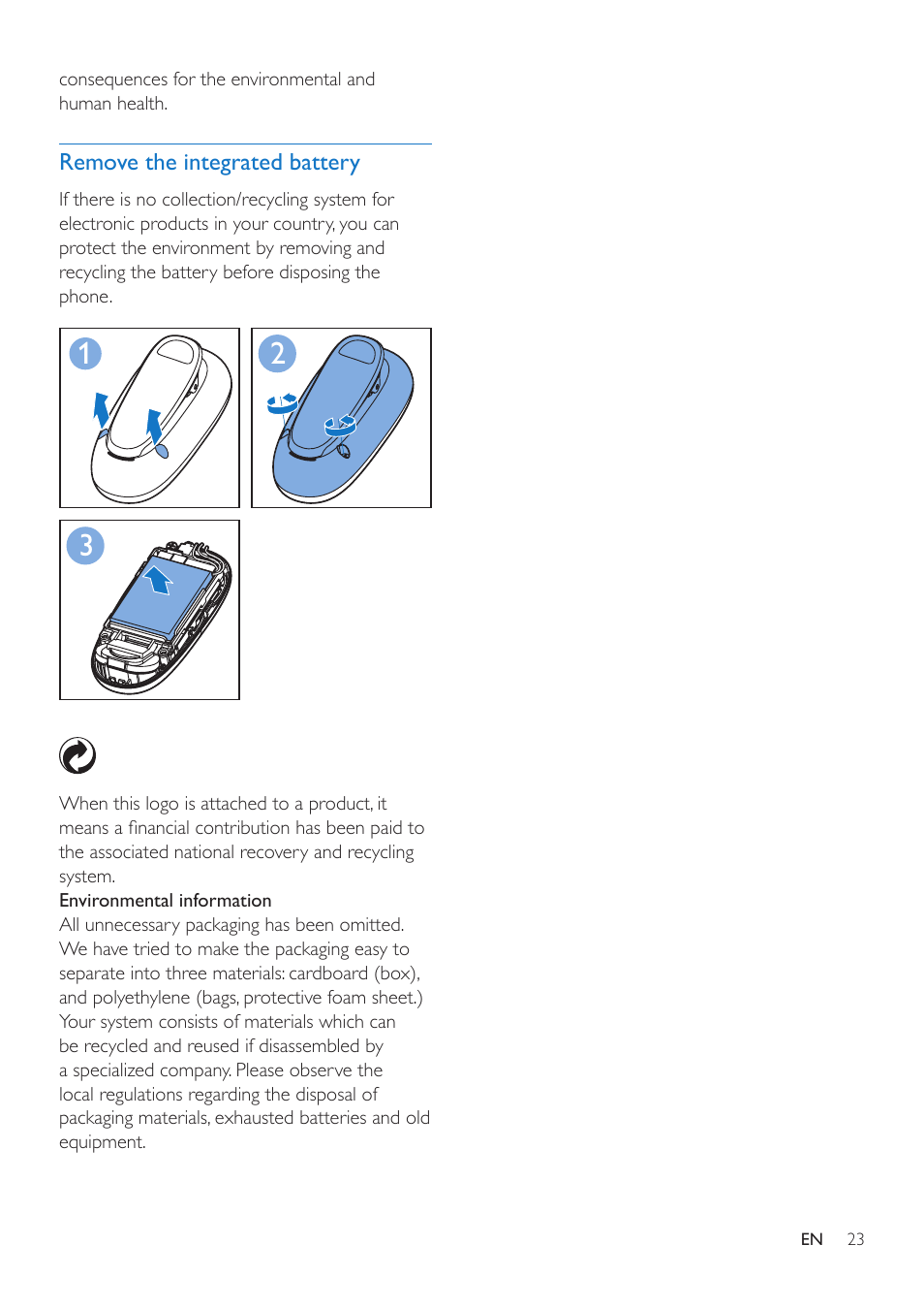 Remove the integrated battery | Philips MT3120 User Manual | Page 25 / 30