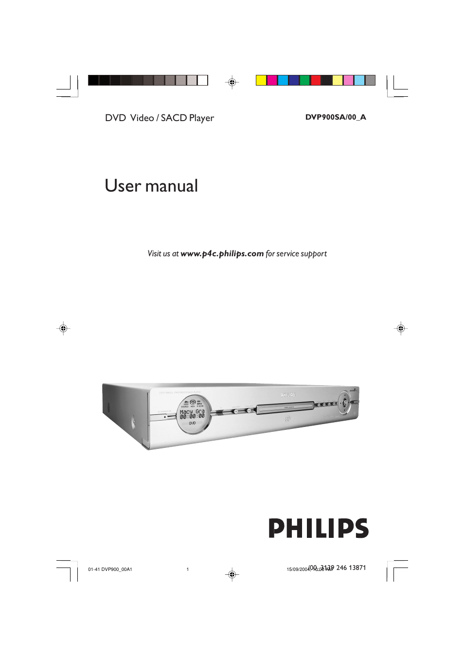 Philips DVD VIDEO/ SACD PLAYER DVP900SA/00_A User Manual | 41 pages