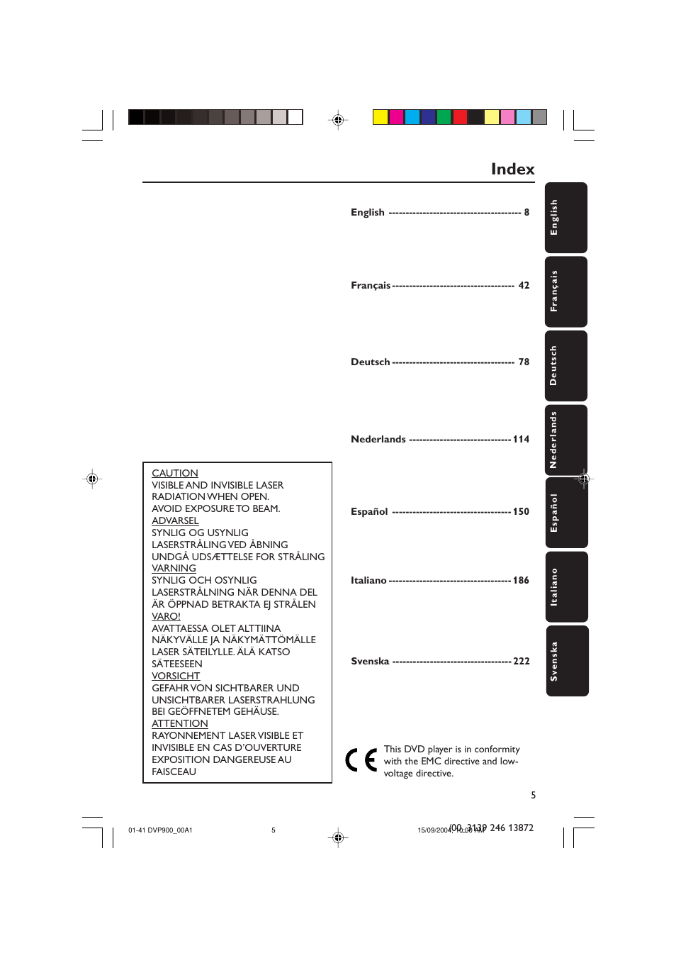 Index | Philips DVD VIDEO/ SACD PLAYER DVP900SA/00_A User Manual | Page 5 / 41