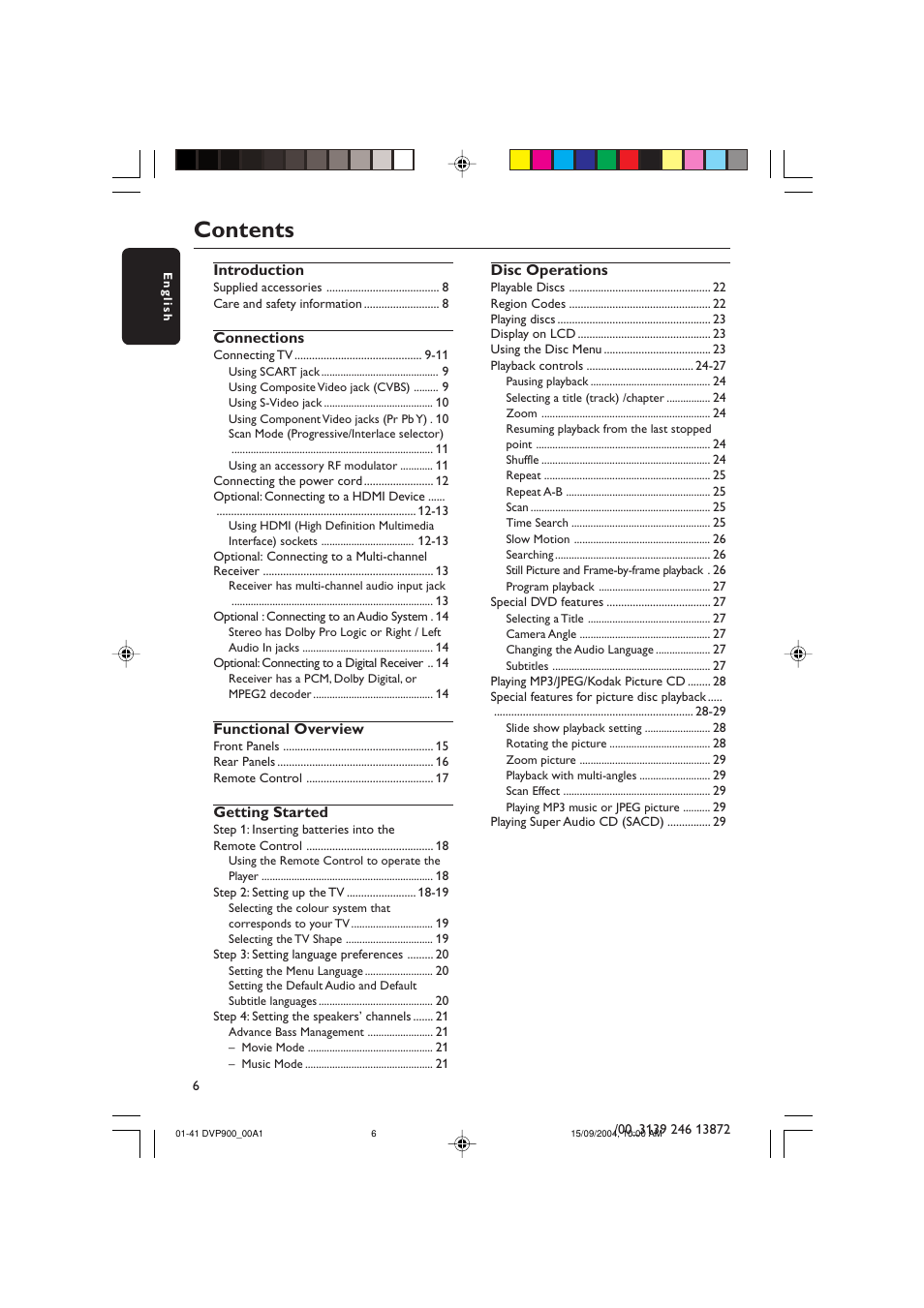 Philips DVD VIDEO/ SACD PLAYER DVP900SA/00_A User Manual | Page 6 / 41