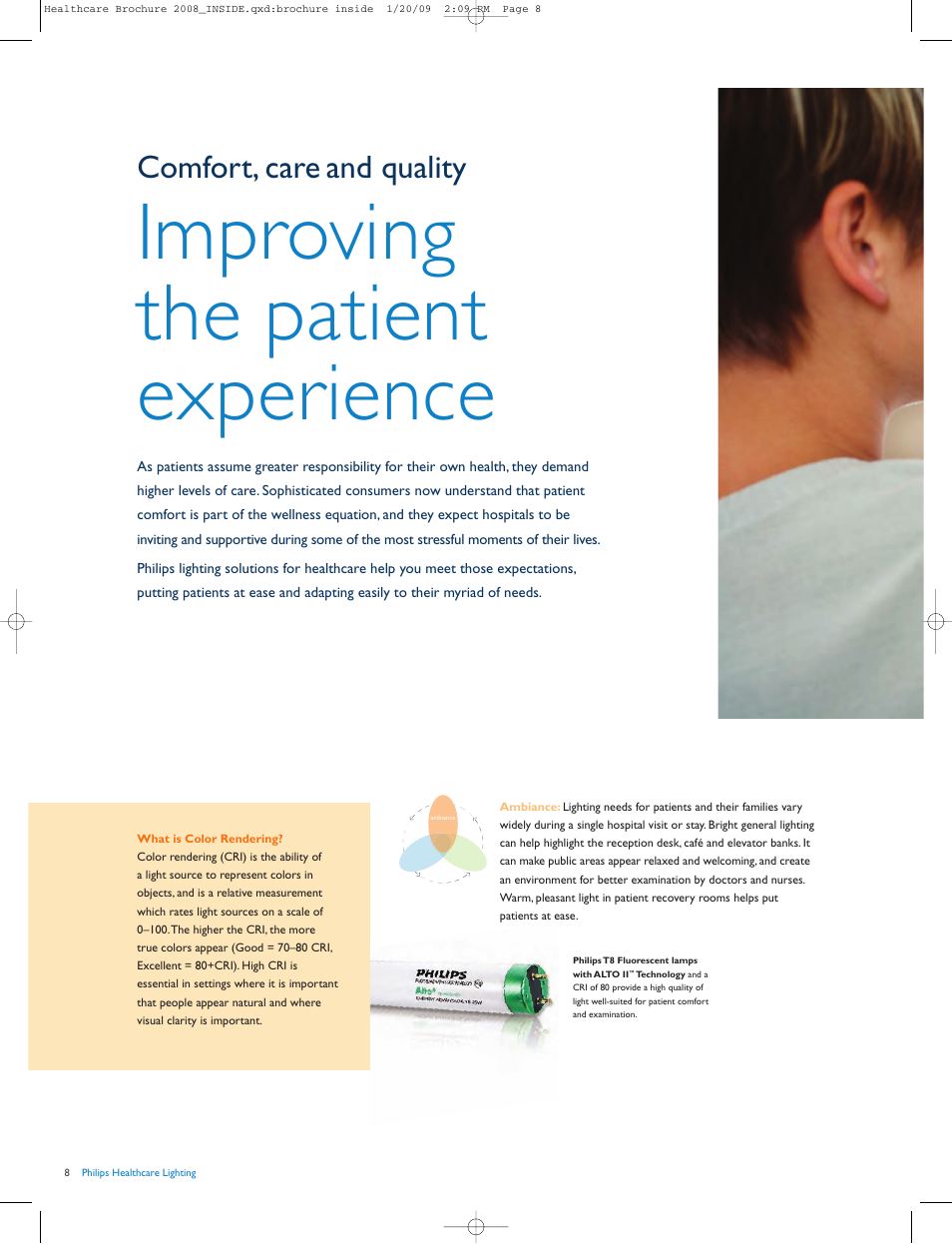 Improving the patient experience, Comfort, care and quality | Philips HalogenA PAR 38 User Manual | Page 8 / 20