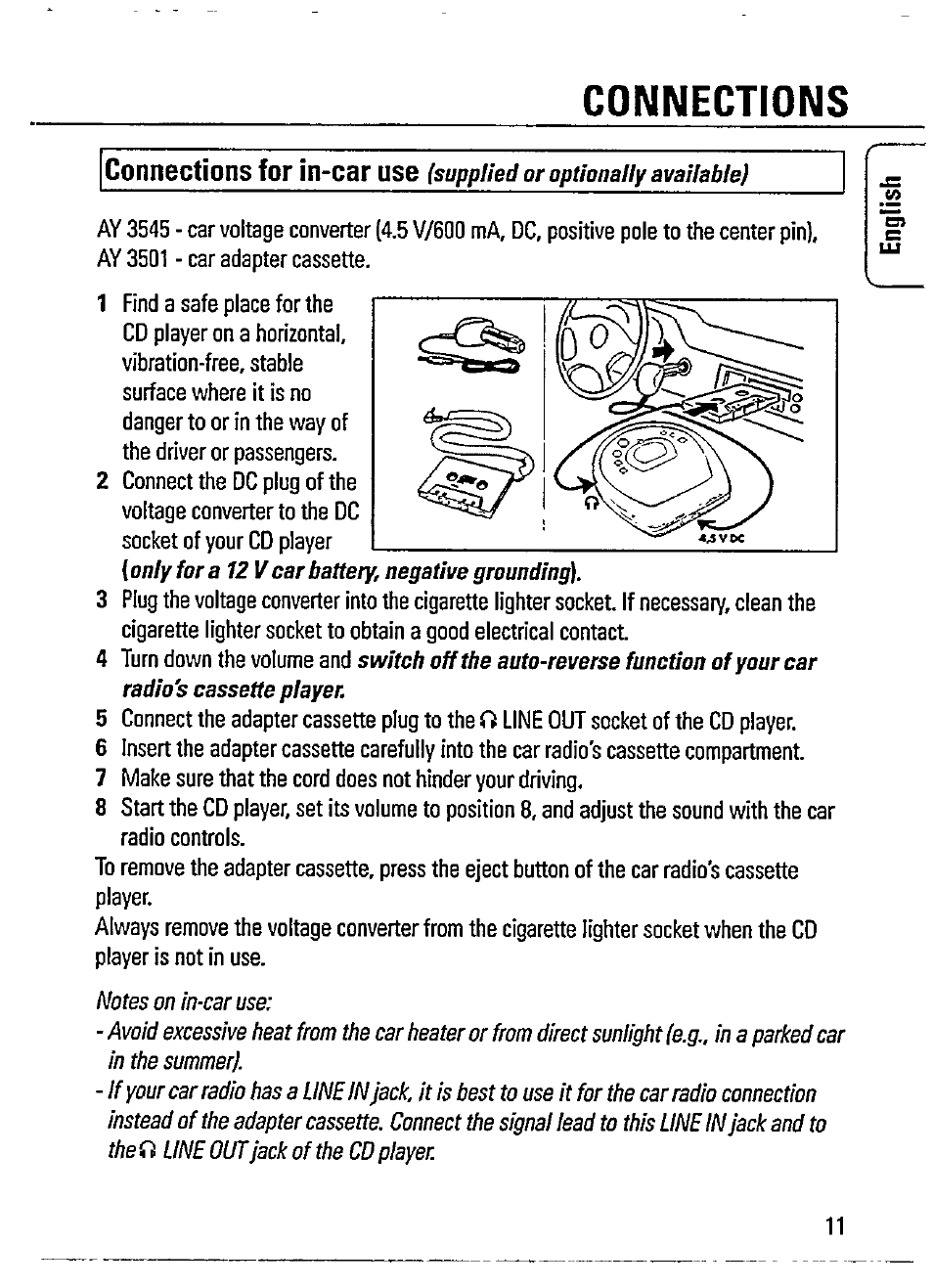 Connections | Philips AZ 7583 User Manual | Page 11 / 22