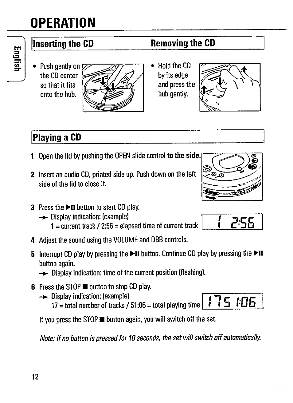 Ns 138, Operation | Philips AZ 7583 User Manual | Page 12 / 22