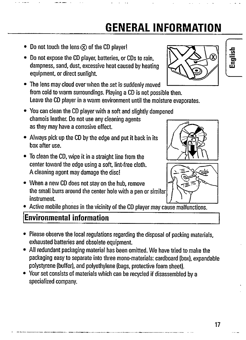 Environmental information, General information | Philips AZ 7583 User Manual | Page 17 / 22