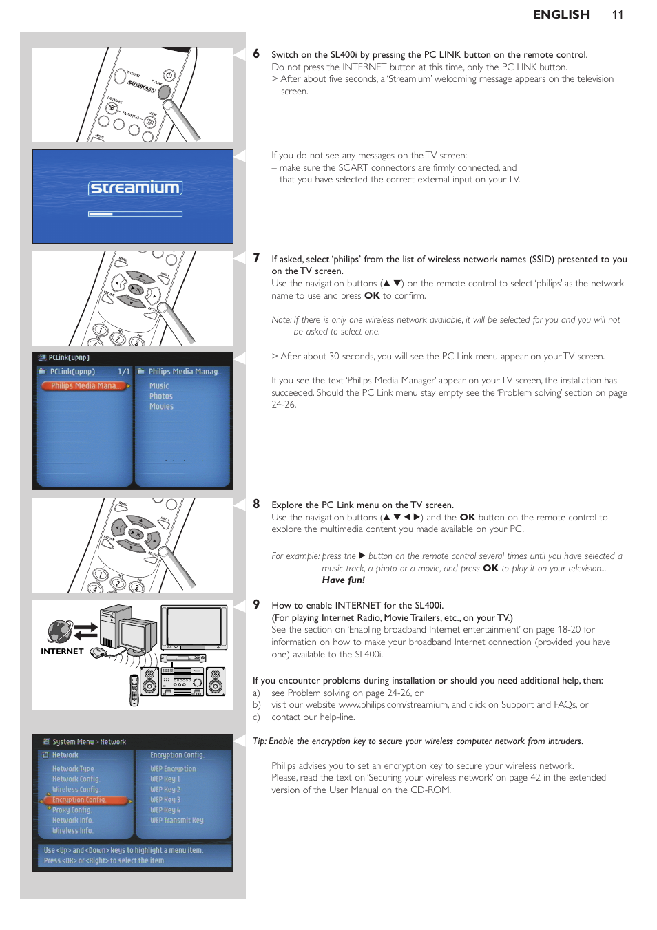 Philips WIRELESS MULTIMEDIA LINK SL400i User Manual | Page 11 / 26