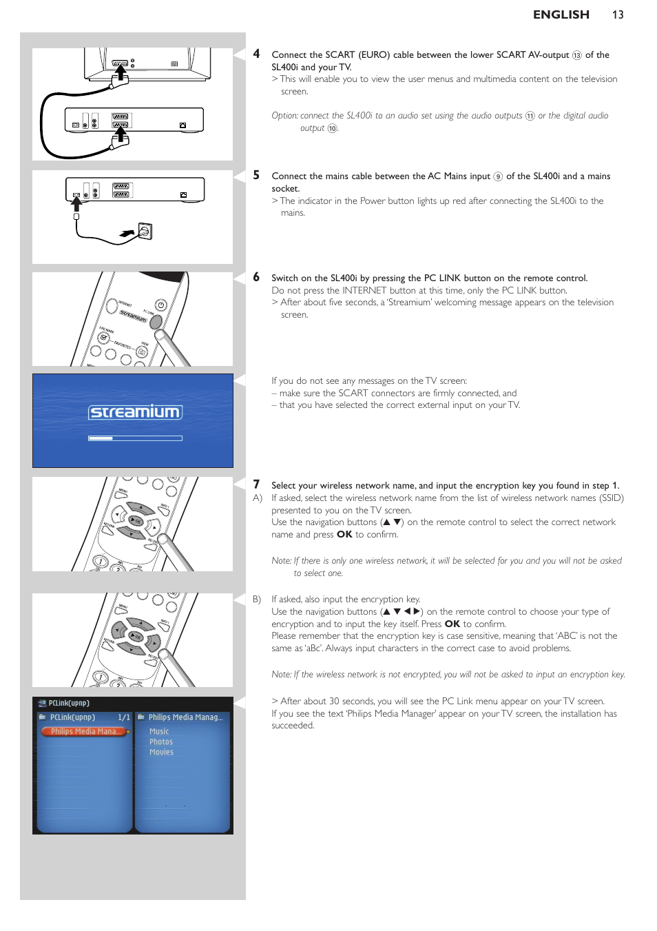 Philips WIRELESS MULTIMEDIA LINK SL400i User Manual | Page 13 / 26