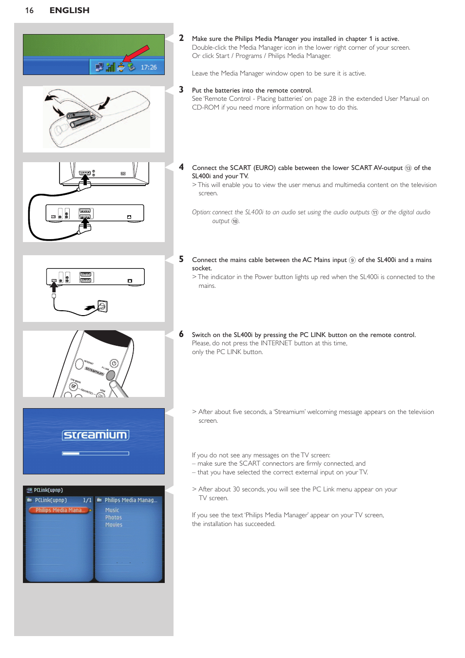 Philips WIRELESS MULTIMEDIA LINK SL400i User Manual | Page 16 / 26