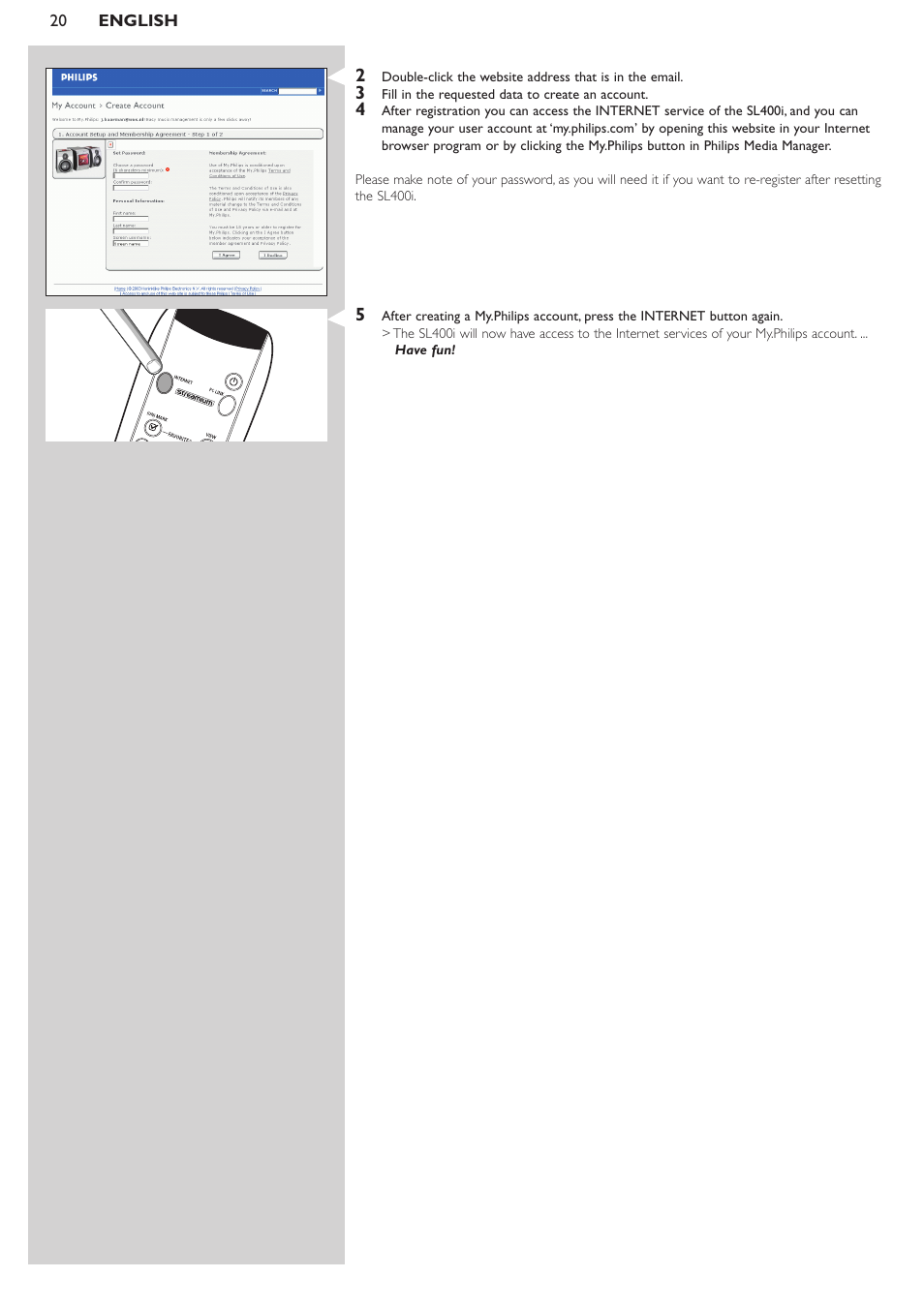 Philips WIRELESS MULTIMEDIA LINK SL400i User Manual | Page 20 / 26