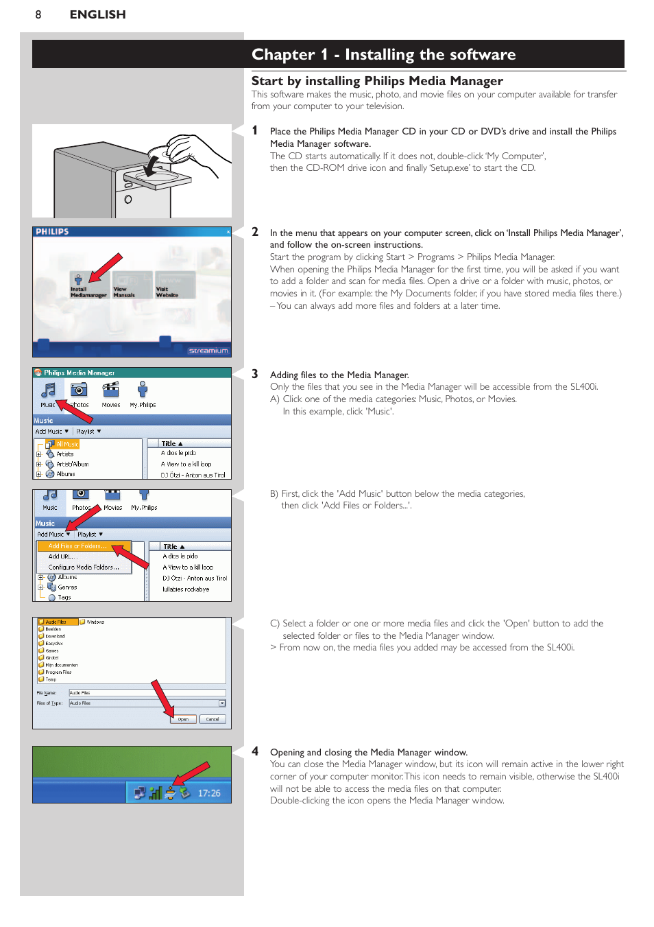 Chapter 1 - installing the software | Philips WIRELESS MULTIMEDIA LINK SL400i User Manual | Page 8 / 26