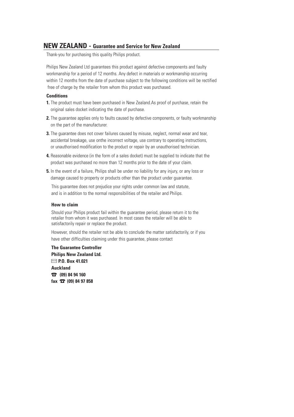 New zealand | Philips AJ3915CD User Manual | Page 13 / 14