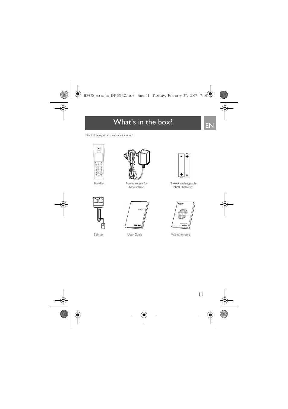 What's in the box, What’s in the box | Philips ID9370B User Manual | Page 11 / 30