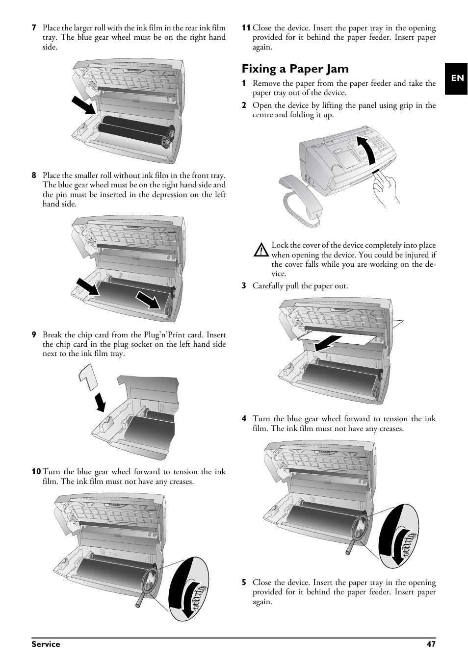 Fixing a paper jam | Philips MAGIC 5 ECO PPF 695 User Manual | Page 47 / 56