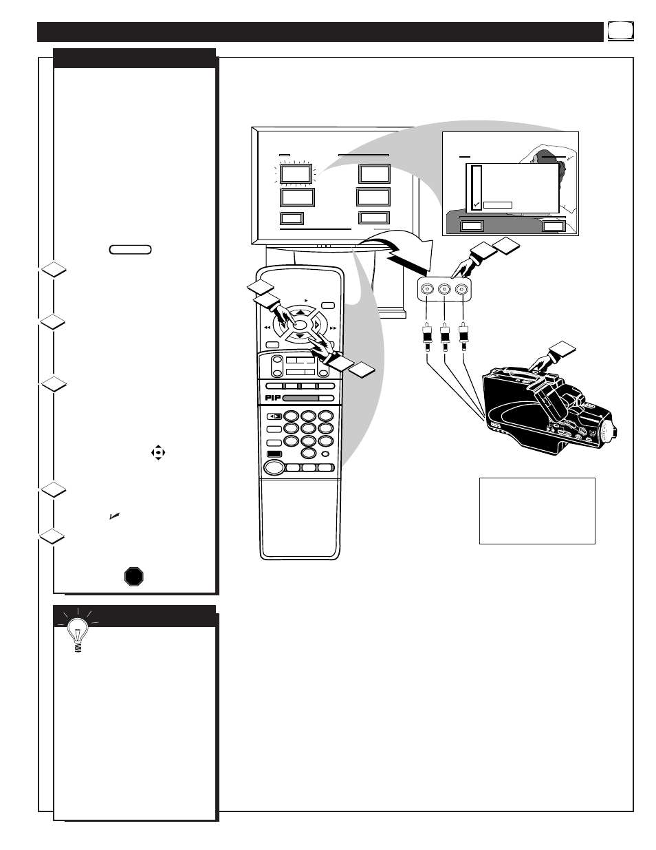 Sing the, Udio, Ideo | Nput, Acks, Continued, Stop | Philips MX6472C User Manual | Page 31 / 62